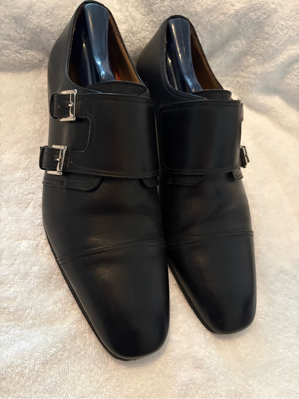 Christian Louboutin Black Double Monk Strap Leather Shoes